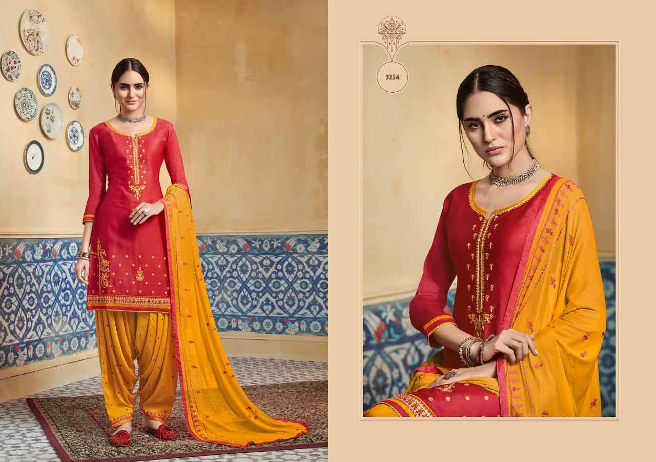 Patiala House Vol-74 Kessi Satin Dress Materials Patiala House Vol-74 Kessi Satin Dress Materials